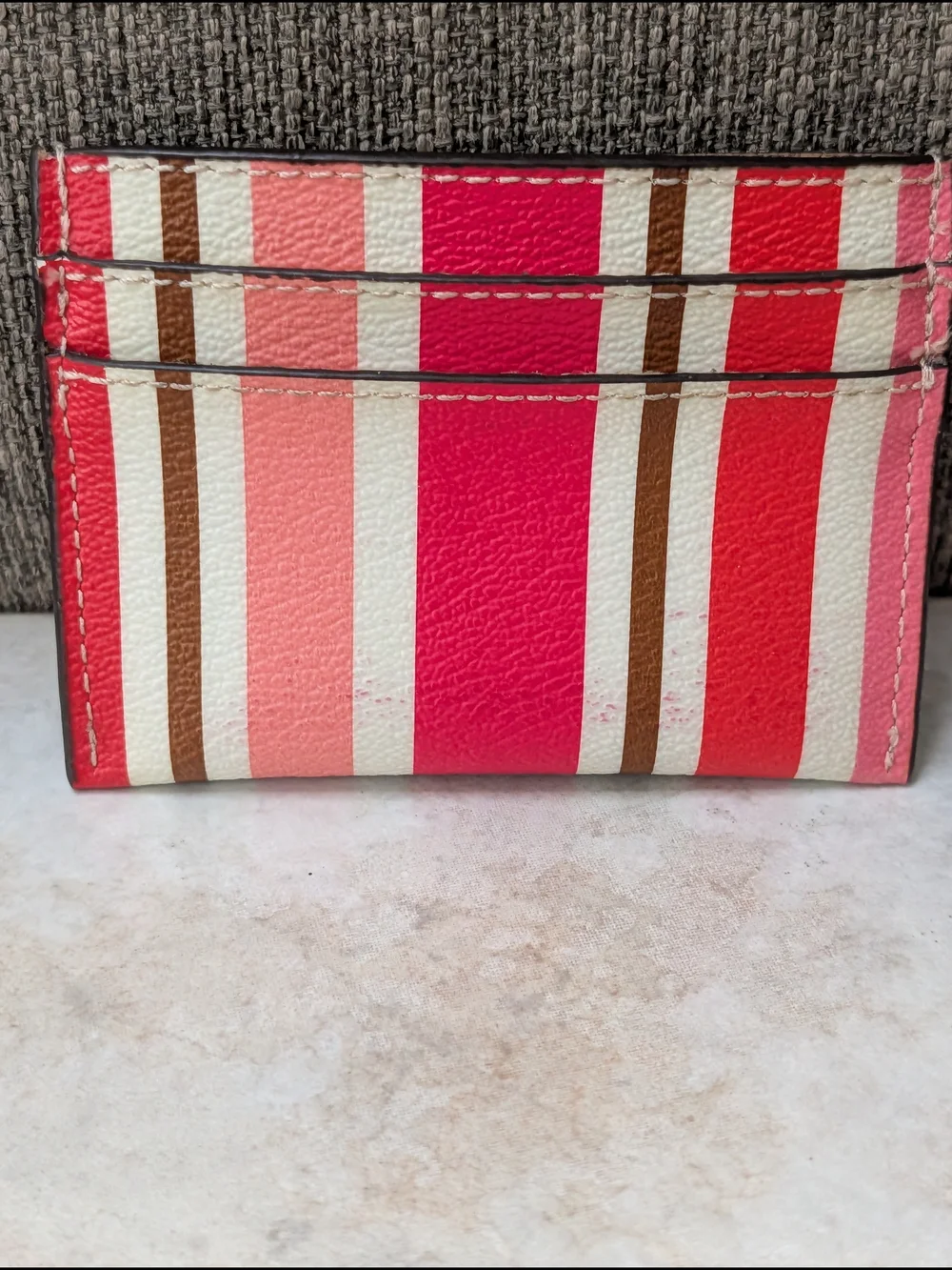 Coach Peyton Multi Stripe ID Card Case GUC